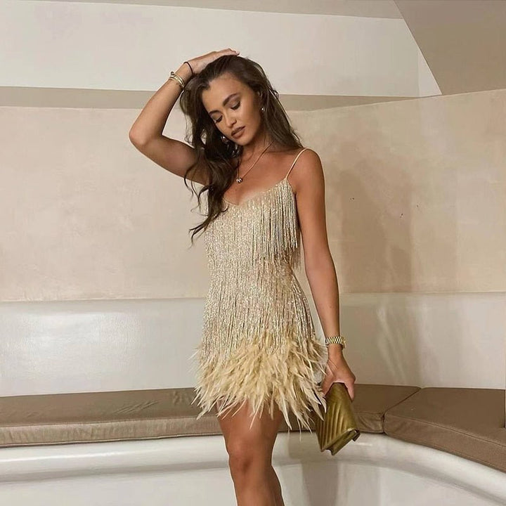ALENA – FEDERBESATZ-PARTYKLEID