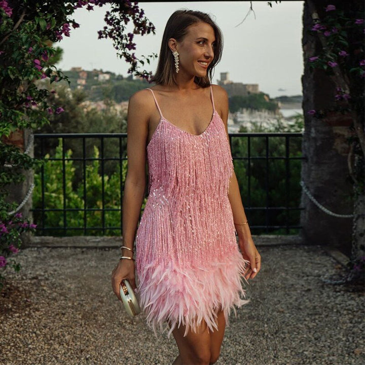 ALENA – FEDERBESATZ-PARTYKLEID